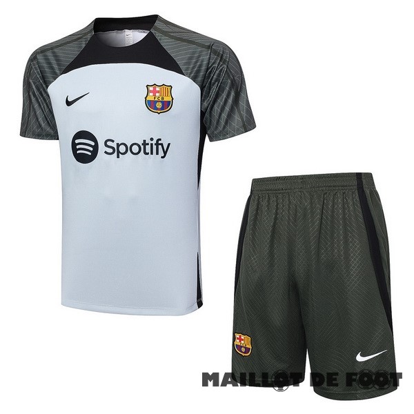 Foot Maillot Pas Cher Entrainement Ensemble Complet Barcelona 2023 2024 Gris Clair Vert