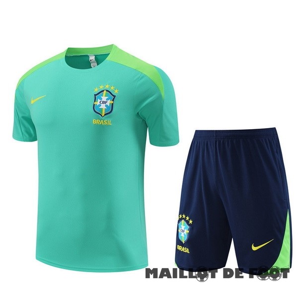 Foot Maillot Pas Cher Entrainement Ensemble Complet Brésil 2024 Vert Bleu