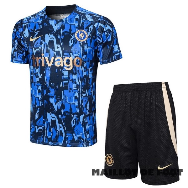 Foot Maillot Pas Cher Entrainement Ensemble Complet Chelsea 2023 2024 Bleu Noir Jaune