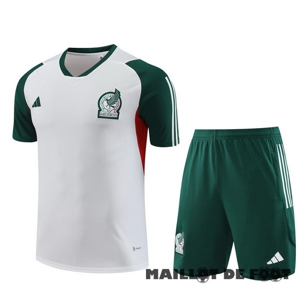 Foot Maillot Pas Cher Entrainement Ensemble Complet Enfant Mexique 2023 Blanc I Vert