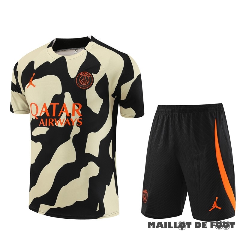 Foot Maillot Pas Cher Entrainement Ensemble Complet Enfant Paris Saint Germain 2023 2024 Jaune Noir Orange