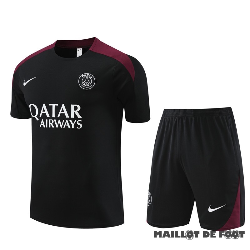 Foot Maillot Pas Cher Entrainement Ensemble Complet Enfant Paris Saint Germain 2023 2024 Noir Rouge