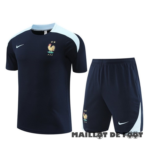 Foot Maillot Pas Cher Entrainement Ensemble Complet France 2024 Bleu Marine