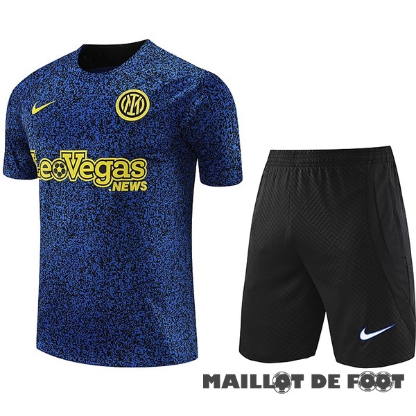 Foot Maillot Pas Cher Entrainement Ensemble Complet Inter Milán 2023 2024 Bleu Jaune Noir