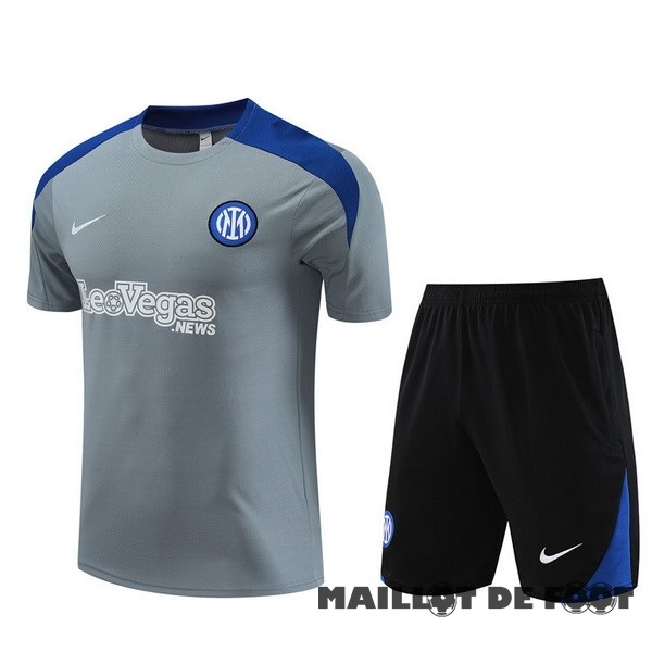 Foot Maillot Pas Cher Entrainement Ensemble Complet Inter Milán 2023 2024 Gris Noir Bleu