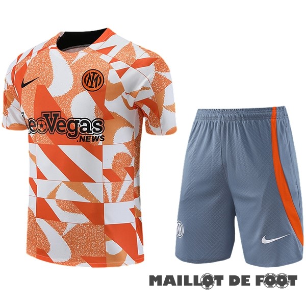 Foot Maillot Pas Cher Entrainement Ensemble Complet Inter Milán 2023 2024 Orange Blanc Gris