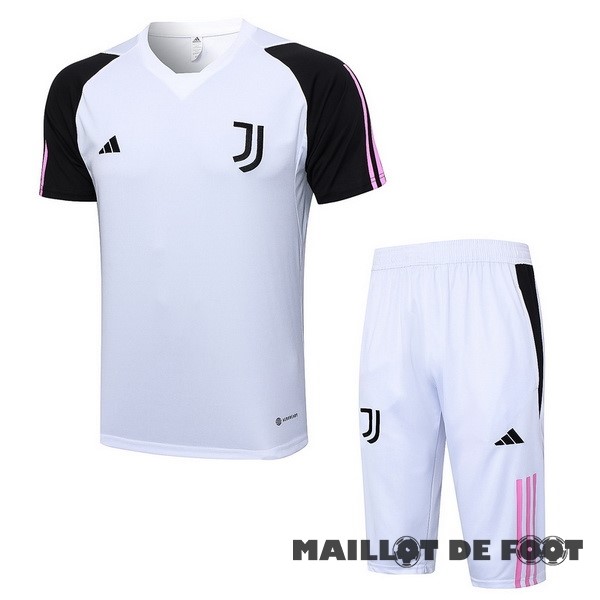 Foot Maillot Pas Cher Entrainement Ensemble Complet Juventus 2023 2024 Noir Blanc Rose