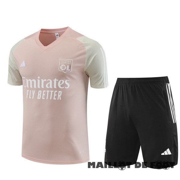 Foot Maillot Pas Cher Entrainement Ensemble Complet Lyon 2023 2024 Rose Noir