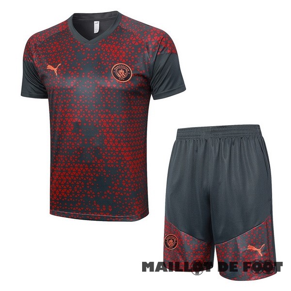 Foot Maillot Pas Cher Entrainement Ensemble Complet Manchester City 2023 2024 Rouge Gris