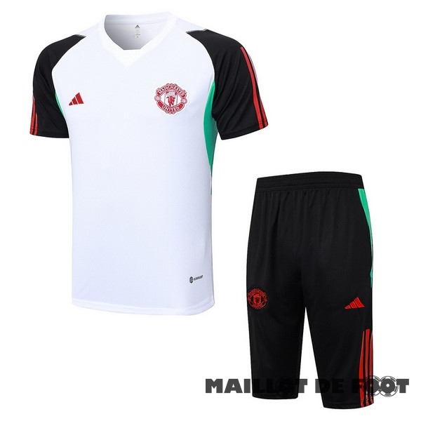 Foot Maillot Pas Cher Entrainement Ensemble Complet Manchester United 2023 2024 Blanc Noir Rouge