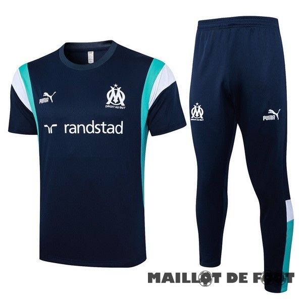 Foot Maillot Pas Cher Entrainement Ensemble Complet Marsella 2023 2024 Bleu Marine Blanc