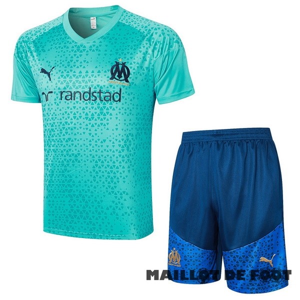 Foot Maillot Pas Cher Entrainement Ensemble Complet Marsella 2023 2024 Vert Bleu