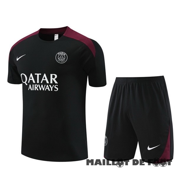 Foot Maillot Pas Cher Entrainement Ensemble Complet Paris Saint Germain 2023 2024 Noir Rouge