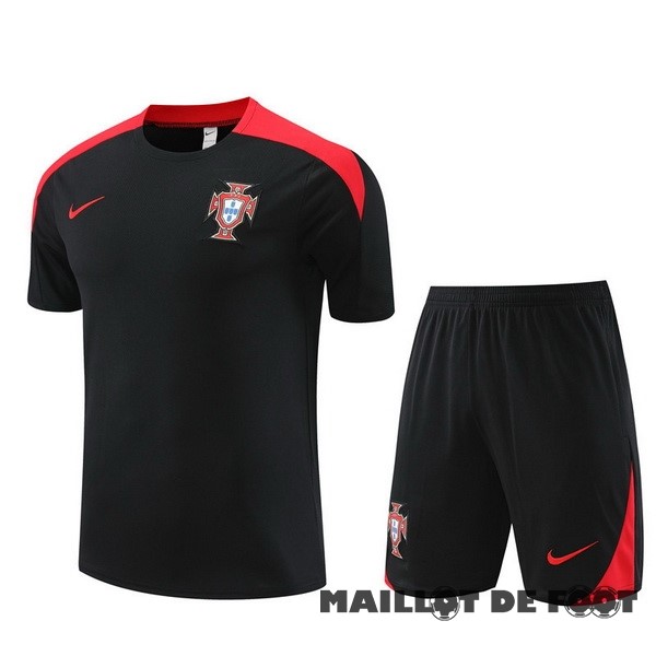 Foot Maillot Pas Cher Entrainement Ensemble Complet Portugal 2024 Noir Rouge