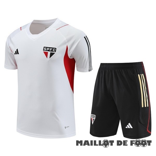 Foot Maillot Pas Cher Entrainement Ensemble Complet São Paulo 2023 2024 Blanc Rouge I Noir