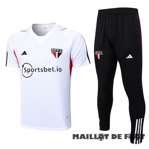 Foot Maillot Pas Cher Entrainement Ensemble Complet São Paulo 2023 2024 Blanc Rouge Noir