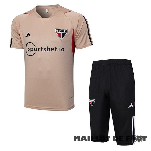 Foot Maillot Pas Cher Entrainement Ensemble Complet São Paulo 2023 2024 Jaune Orange Noir