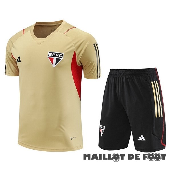 Foot Maillot Pas Cher Entrainement Ensemble Complet São Paulo 2023 2024 Jaune Rouge Noir