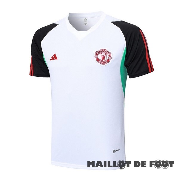 Foot Maillot Pas Cher Entrainement Manchester United 2023 2024 Blanc Noir Rouge