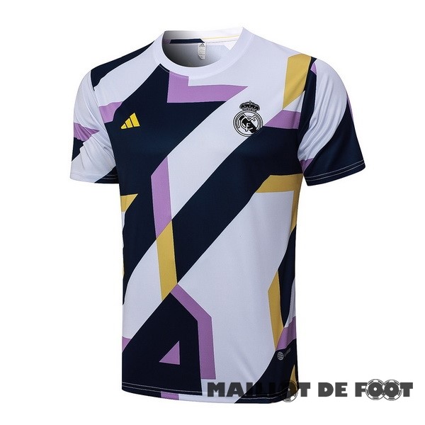 Foot Maillot Pas Cher Entrainement Real Madrid 2023 2024 Blanc Bleu Purpura