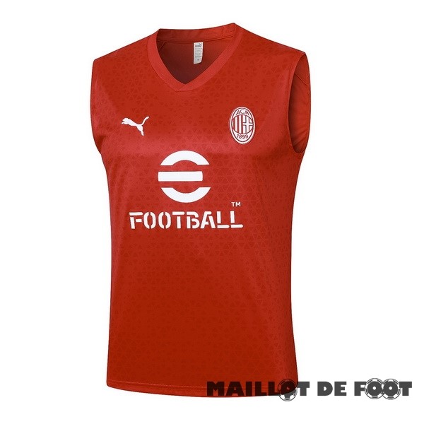 Foot Maillot Pas Cher Entrainement Sans Manches AC Milan 2023 2024 Rouge Blanc