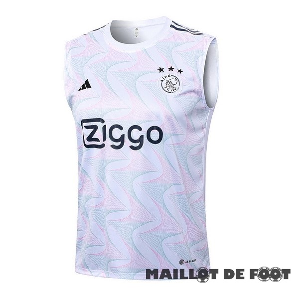 Foot Maillot Pas Cher Entrainement Sans Manches Ajax 2023 2024 Blanc