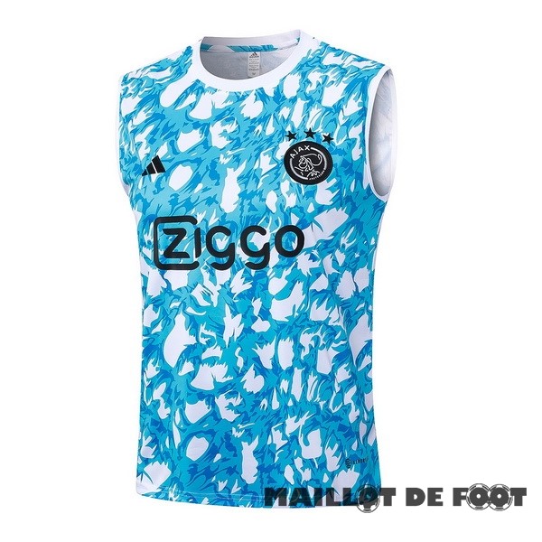 Foot Maillot Pas Cher Entrainement Sans Manches Ajax 2023 2024 Bleu Blanc