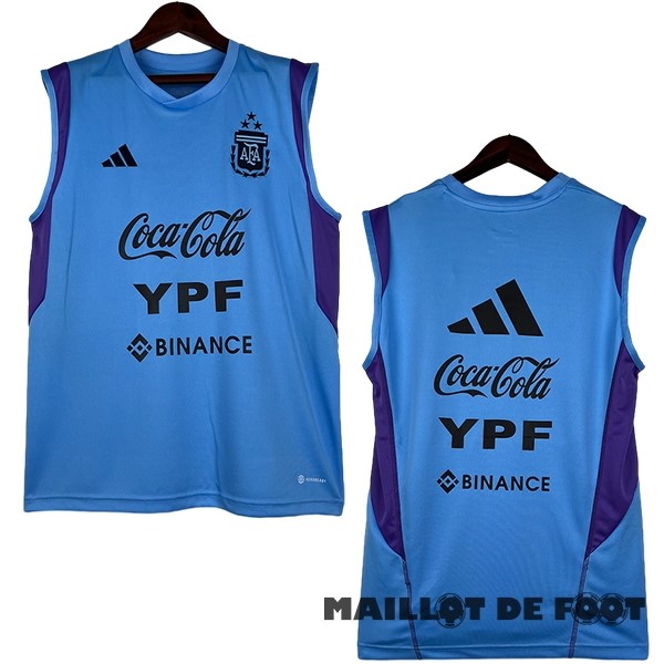 Foot Maillot Pas Cher Entrainement Sans Manches Argentine 2023 Bleu Purpura