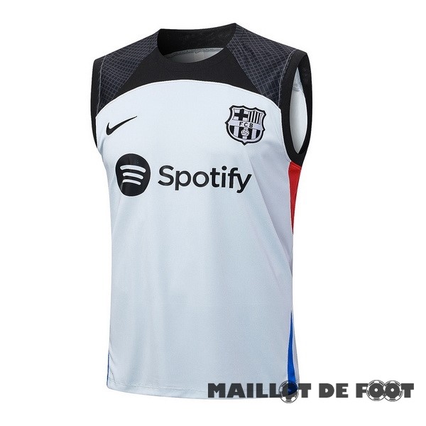 Foot Maillot Pas Cher Entrainement Sans Manches Barcelona 2023 2024 Gris Clair Rouge