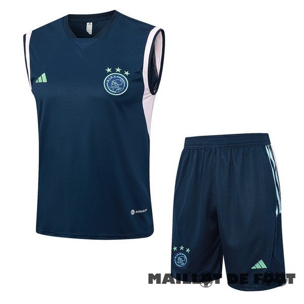 Foot Maillot Pas Cher Entrainement Sans Manches Ensemble Complet Ajax 2023 2024 Bleu Marine Rose