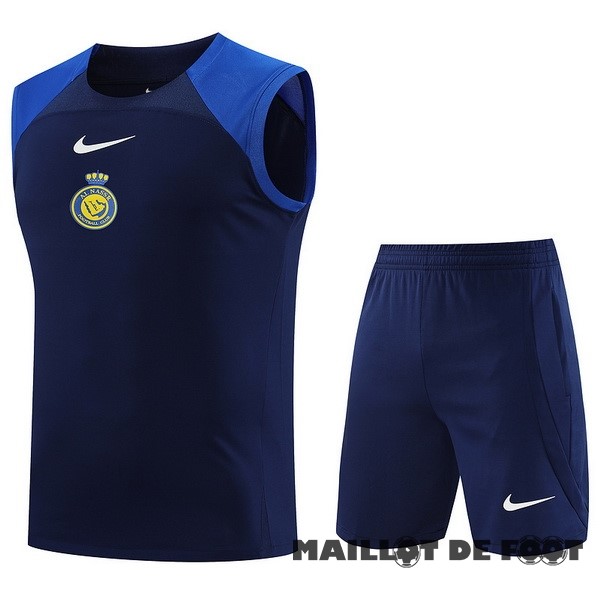 Foot Maillot Pas Cher Entrainement Sans Manches Ensemble Complet Al Nassr 2023 2024 Bleu