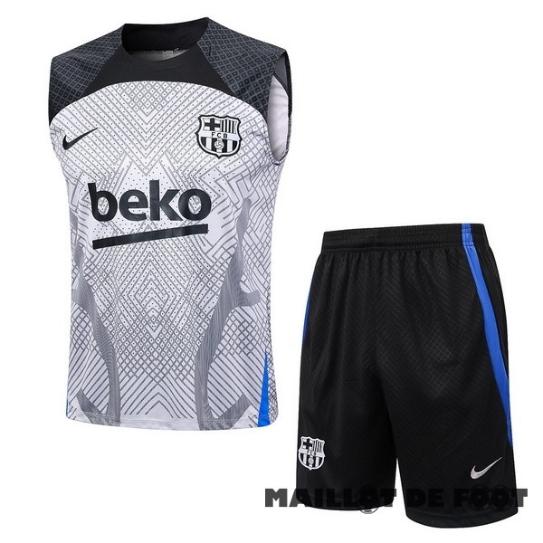 Foot Maillot Pas Cher Entrainement Sans Manches Ensemble Complet Barcelona 2023 2024 Gris Noir