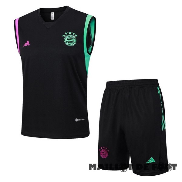 Foot Maillot Pas Cher Entrainement Sans Manches Ensemble Complet Bayern Múnich 2023 2024 Noir Purpura Vert