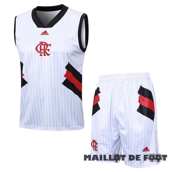 Foot Maillot Pas Cher Entrainement Sans Manches Ensemble Complet Flamengo 2023 2024 Blanc I Noir