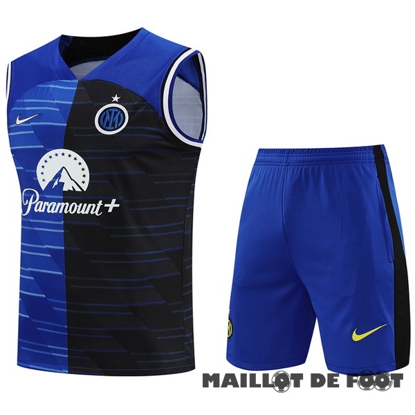 Foot Maillot Pas Cher Entrainement Sans Manches Ensemble Complet Inter Milán 2023 2024 Bleu I Noir