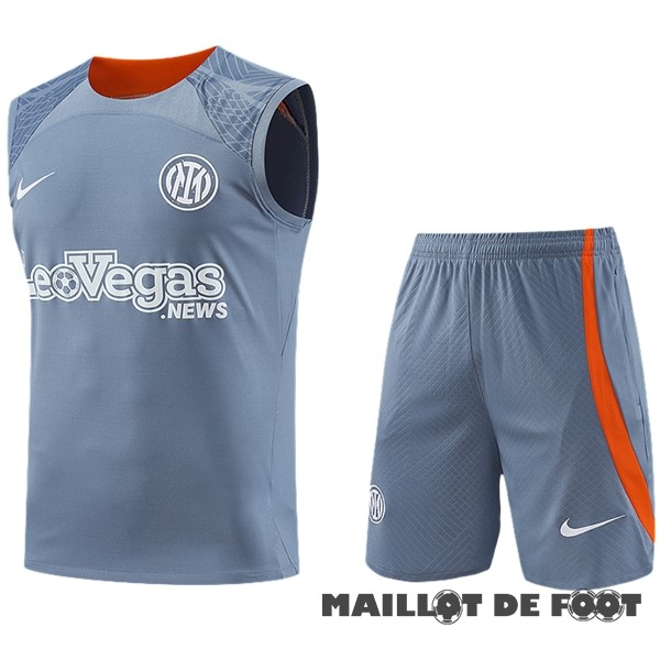 Foot Maillot Pas Cher Entrainement Sans Manches Ensemble Complet Inter Milán 2023 2024 Gris