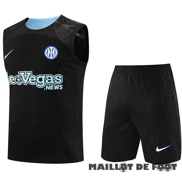 Foot Maillot Pas Cher Entrainement Sans Manches Ensemble Complet Inter Milán 2023 2024 Noir