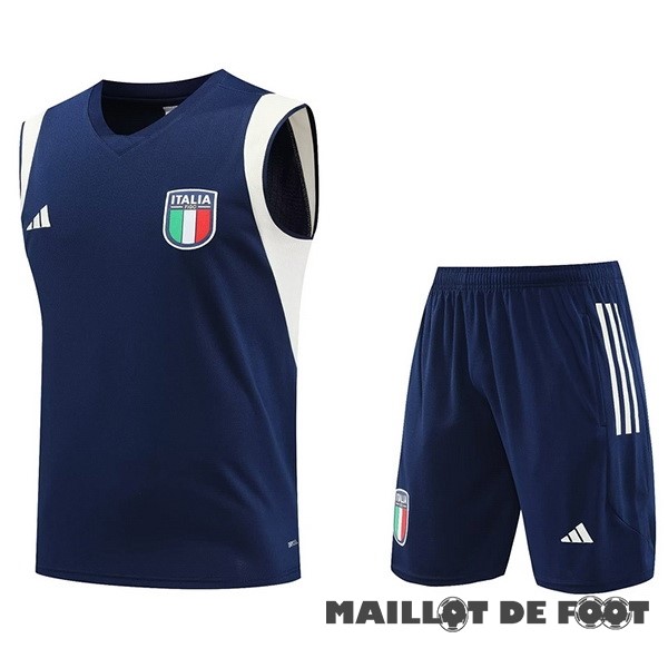 Foot Maillot Pas Cher Entrainement Sans Manches Ensemble Complet Italie 2023 Bleu