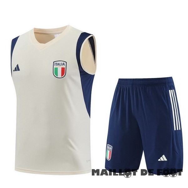 Foot Maillot Pas Cher Entrainement Sans Manches Ensemble Complet Italie 2023 Jaune Bleu