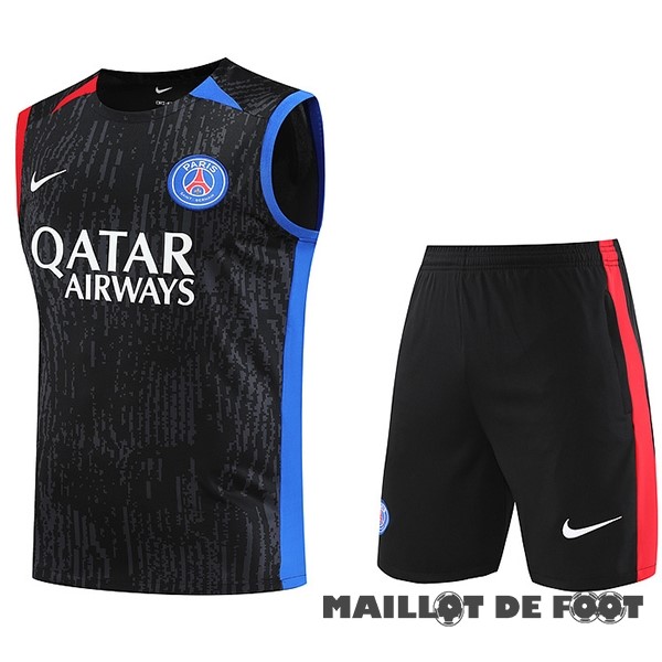 Foot Maillot Pas Cher Entrainement Sans Manches Ensemble Complet Paris Saint Germain 2023 2024 Gris Rouge Bleu