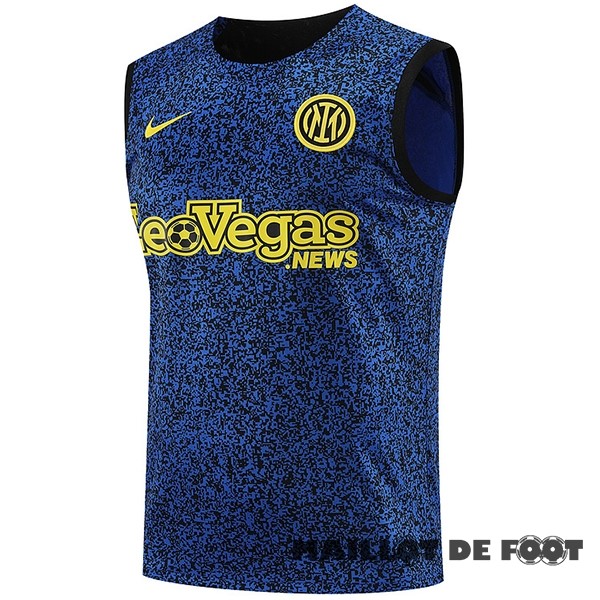 Foot Maillot Pas Cher Entrainement Sans Manches Inter Milán 2023 2024 Bleu Jaune