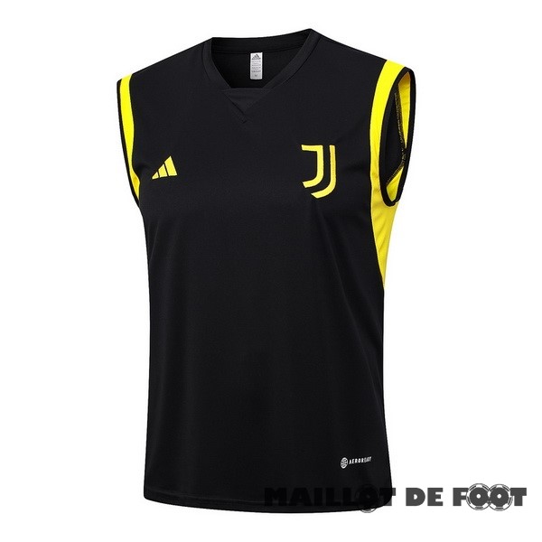 Foot Maillot Pas Cher Entrainement Sans Manches Juventus 2023 2024 Noir Jaune