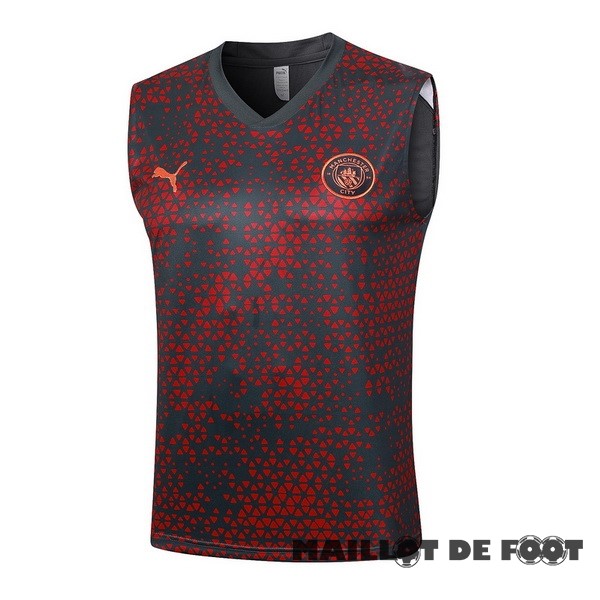 Foot Maillot Pas Cher Entrainement Sans Manches Manchester City 2023 2024 Rouge Gris