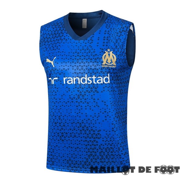 Foot Maillot Pas Cher Entrainement Sans Manches Marsella 2023 2024 Bleu Blanc