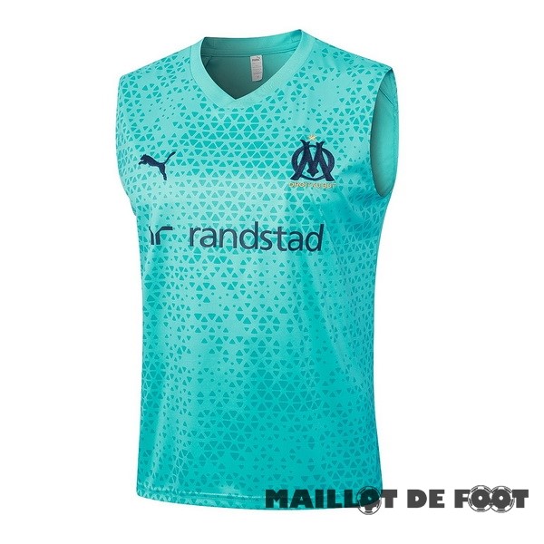 Foot Maillot Pas Cher Entrainement Sans Manches Marsella 2023 2024 Vert Bleu