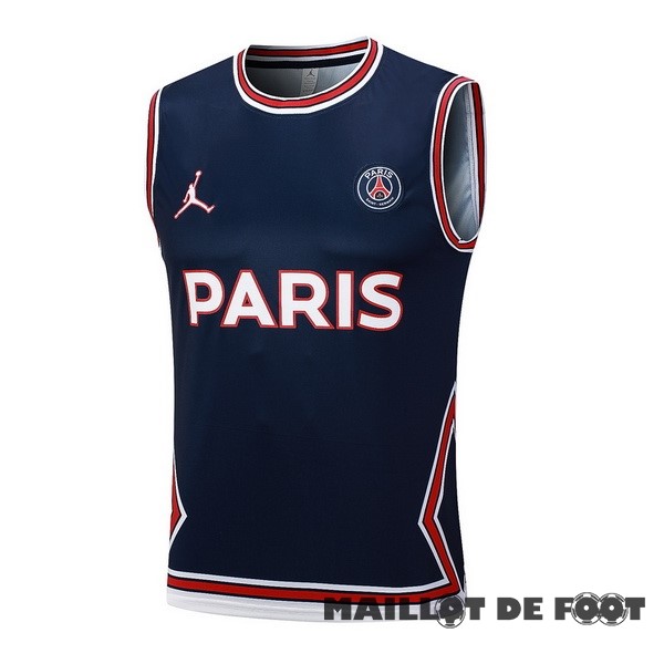 Foot Maillot Pas Cher Entrainement Sans Manches Paris Saint Germain 2023 2024 Bleu Marine Rouge