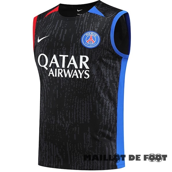 Foot Maillot Pas Cher Entrainement Sans Manches Paris Saint Germain 2023 2024 Gris Rouge Bleu