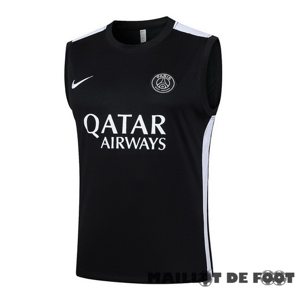 Foot Maillot Pas Cher Entrainement Sans Manches Paris Saint Germain 2023 2024 Noir Blanc