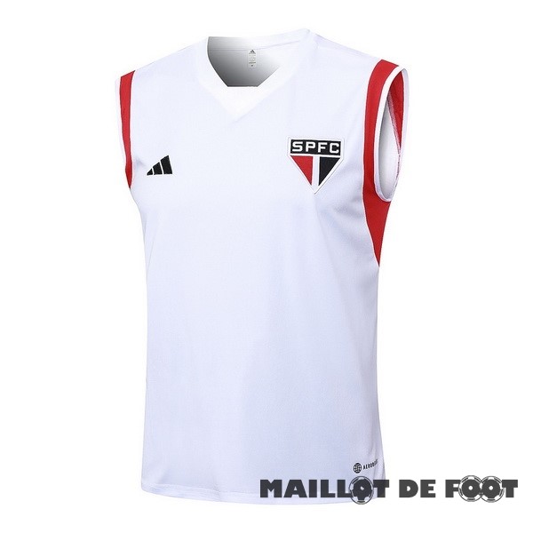 Foot Maillot Pas Cher Entrainement Sans Manches São Paulo 2023 2024 Blanc Rouge