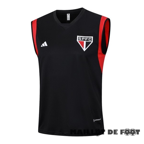 Foot Maillot Pas Cher Entrainement Sans Manches São Paulo 2023 2024 Noir Rouge